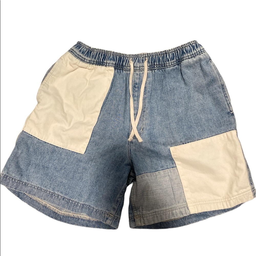 BDG denim patchwork shorts